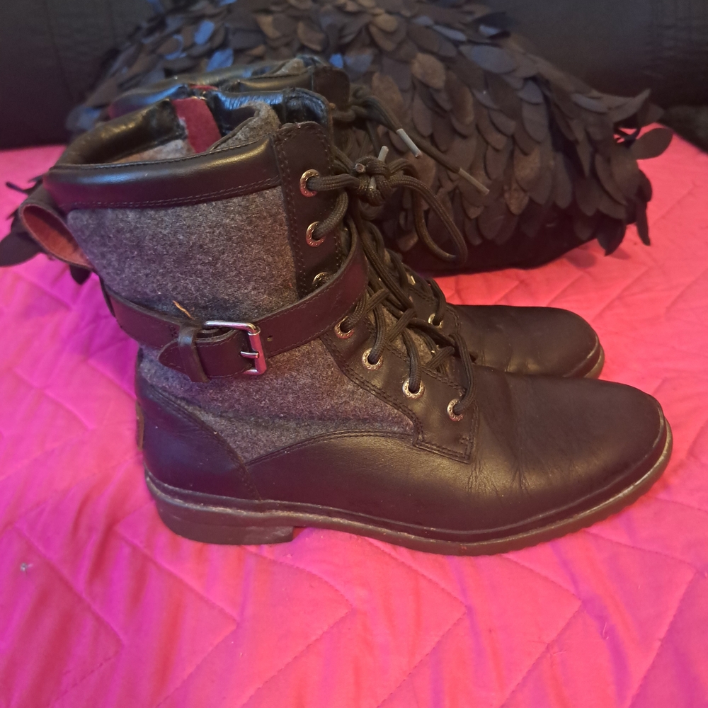 UGG Black and Gray Lace-Up Boots